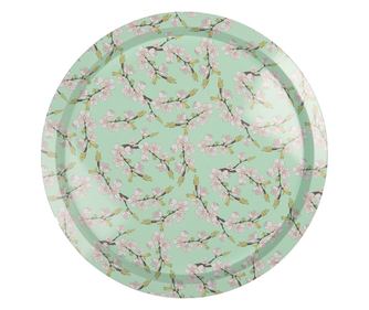 Green and Pink Metal Plate Ø 32x2 cm