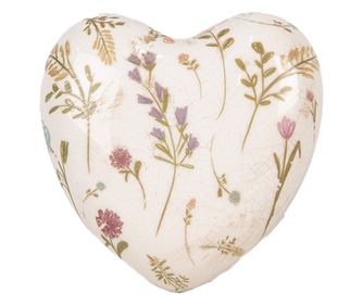 Többszínű kerámia szív dekoráció 11x11x4 cm