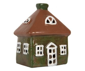 Multicolor Ceramic Christmas House Candle 12x9x14 cm