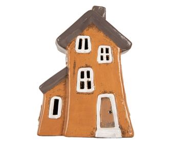 Multicolor Ceramic Christmas House Candle Holder 16x11x22 cm