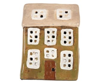 Multicolor Ceramic Christmas House Candle 10x7x14 cm