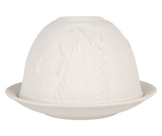 Fehér porcelán nyuszi gyertyatartó Ø 12x8 cm