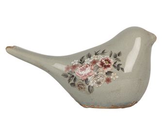 Multicolor Ceramic Bird Figurine with Flowers 22x9x12 cm
