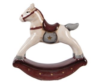 Multicolor Ceramic Christmas Horse Figurine 11x3x11 cm
