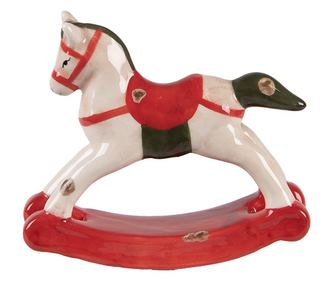 Multicolor Ceramic Christmas Horse Figurine 12x4x11 cm