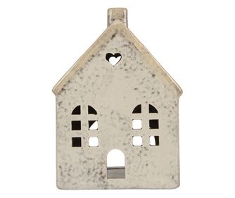 Gray Ceramic Christmas House Candle Holder 11x7x16 cm