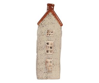 Christmas House Candle Holder, Ceramic, Beige/Red, 12x8x24 cm