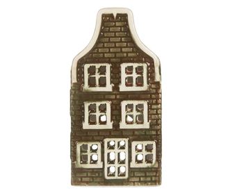 Christmas House Candle, Ceramic, Green and White, 7x7x14 cm