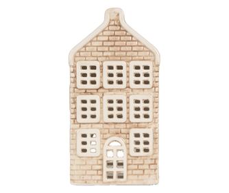 Christmas House Candle Holder, Ceramic, Gray/Green, 9x10x19 cm