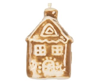 Set of 3 Brown and White Ceramic Christmas Tree Ornaments 4x4x7 cm