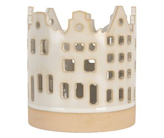 Candela Christmas House Beige Ceramic Ø 11x11 cm