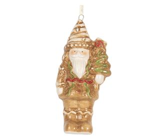 Set of 3 Christmas Ornaments, Santa Claus, Multicolored Ceramic, 6x4x11 cm