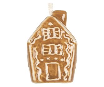 Set of 3 Christmas Tree Ornaments - Ceramic Houses 4x4x6 cm