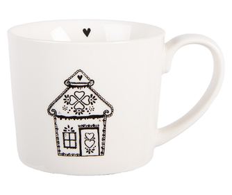 Gingerbread White and Black Porcelain Mug 12x8x7 cm / 275 ml
