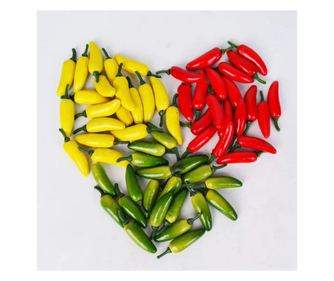 Set 30 Bucati Ardei Chili Artificiali Rosu, Galben si Verde, 7 cm