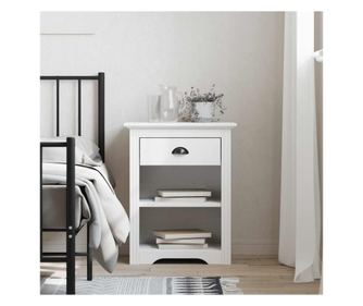 Noptieră "BODO", biela, 53x38,5x66 cm, masívna borovica