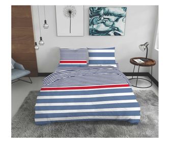 Lenjerie de pat dubla Marino, Bedora, 4 piese, 180x200 cm, 100% bumbac, multicolor