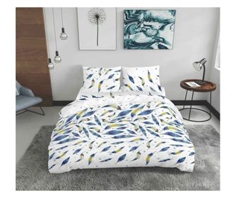 Lenjerie de pat dubla Feathers, Bedora, 4 piese, 180x200, 100% bumbac, multicolor