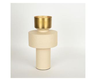 Vaza metalica Eurolamp H31 cm alb-auriu