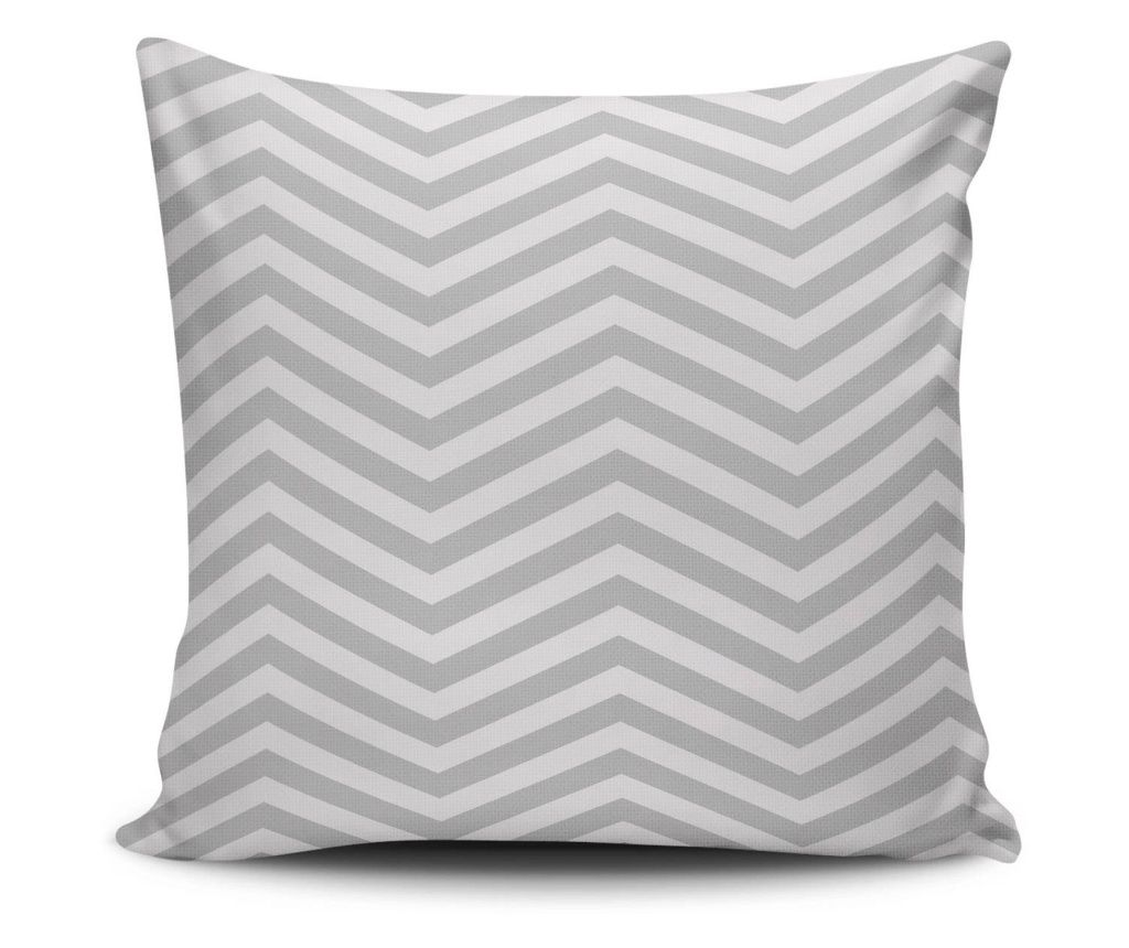 Perna decorativa Asir 43x43 cm linii alb-gri