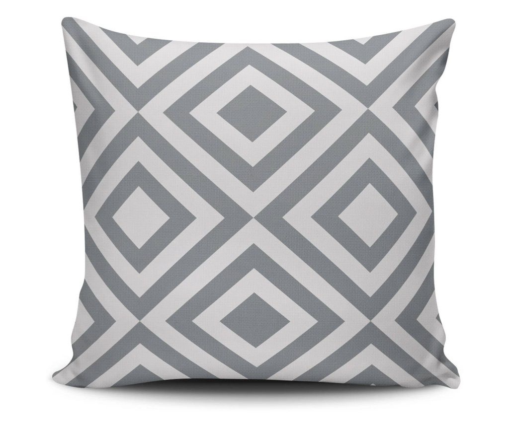Perna decorativa Asir 43x43 cm romburi alb-gri