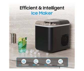 Masina cuburi de gheata smart, AB Luxury Concept®, produce 12kg/24h de cuburi, rezervor de apa 1.3 l, capac transparent, inchide