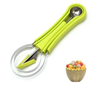 Set lingurite pentru fructe 4 in 1, Gigicial, din otel inoxidabil, pentru pepene galben