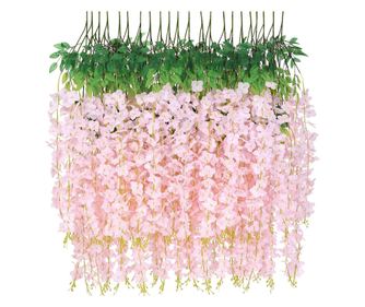 Glicina Artificiala Curgatoare – 1.1 m, Culori si Cantitati Variat - Roz, 12 Bucati