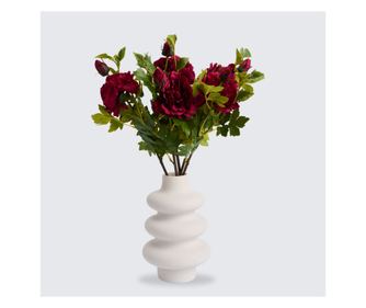 Buchet Bujori Artificiali (Paeonia) - 3 sau 5 Fire, Roz, Alb sau Rosu, Floare 12 cm - Rosu, 5 Fire