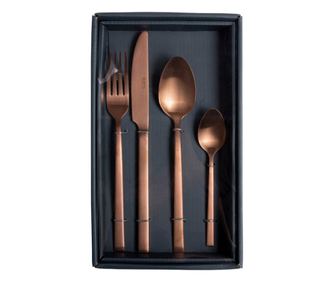 Прибори за хранене GUSTA COOPER 16 части, Нож/Вилица/Лъжица/Лъжичка чай, Стомана 18/10, Цвят-медено кафяв