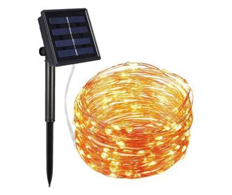 Sir lumina solara, 10 m, 100 LED-uri, IP65, 8 moduri de functionare, Negru/Auriu