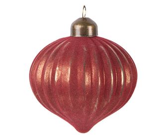 Set of 12 Christmas Tree Red Glass Baubles Ø 8x9 cm