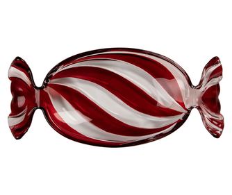 White and Red Candy Glass Plate 23x11x4 cm