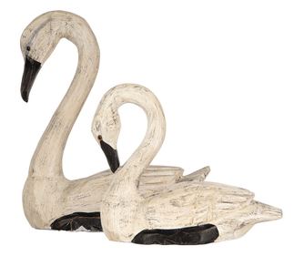 Set of 2 Wooden Swan Figurines 21x10x18 / 26x11x29 cm