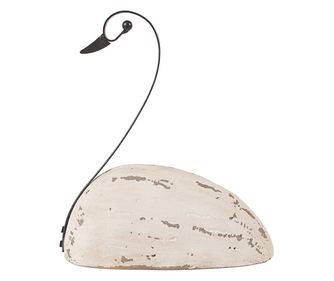 Swan Figurine - Wood and Metal, 17x8x19 cm