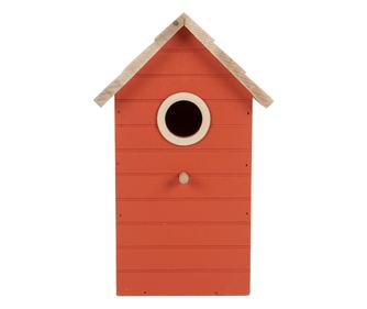 Kućica za ptice crvene i prirodne boje drveta 15x10x22 cm