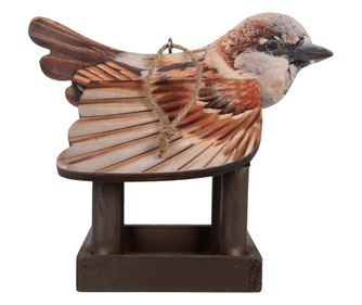 Smeđa drvena hranilica za ptice 17x25x21 cm