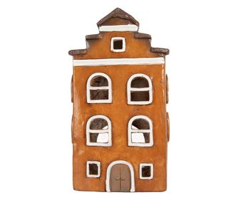 Multicolor Ceramic Christmas House Candle 20x15x34 cm