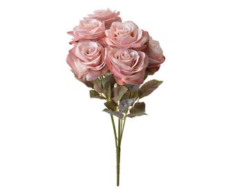Mesterséges rózsaszín és zöld rózsacsokor 16x16x47 cm