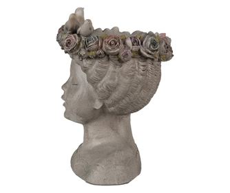 Grey Women Polyresin Flower Pot 22x20x26 cm