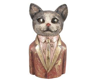 Multicolor Polyresin Cat Figurine 13x11x23 cm