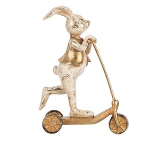 White and Gold Polyresin Bunny Figurine 13x6x17 cm