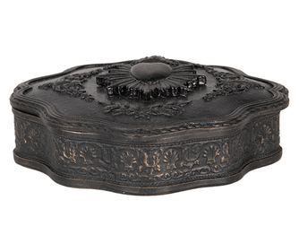 Black Polyresin Jewelry Box 12x11x4 cm