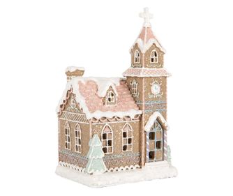 Gingerbread House Christmas Polyresin Multicolored with LED 14x12x23 cm