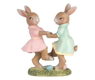 Multicolor Polyresin Easter Bunny Figurine 8x3x8 cm