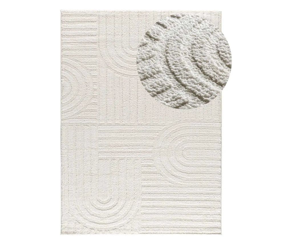 ATTICGO Covor geometric cu relief alb JUNO 54406, 64x120 cm