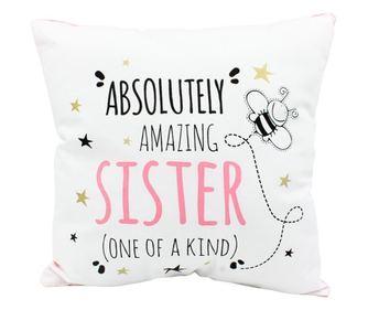 Personalizirana blazina s sporočilom, Nekupto - "Popolnoma neverjetna sestra", 30x30 cm, bombaž