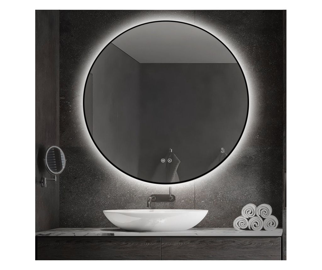 LED Touch Mirror with Defogger, 3 Light Settings, Matte Black Frame, 90 cm, J186-90 Smack