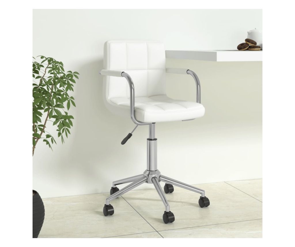 Scaun de birou rotativ, alb, piele ecologică