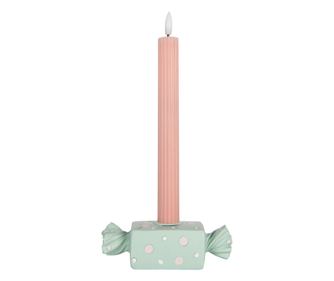Christmas Lollipop Candle Holder, Polyresin, Blue and White, 14x6x4 cm
